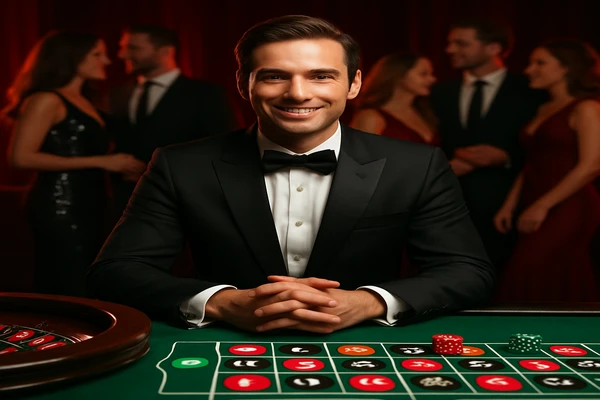 নিয়ন আলোয় জ্বলজ্বল করা আধুনিক ক্যাসিনোর পরিবেশে চিত্তাকর্ষক ও স্টাইলিশ উপস্থাপনা